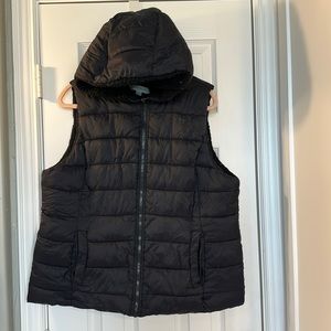 Black Puffy Vest Fuzzy Lined XL